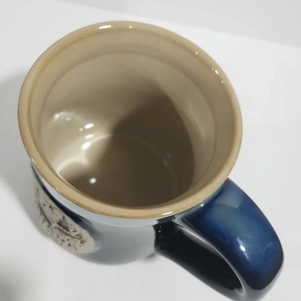 Canada 4.5" by 3.5 Round Blue Mug with Wolf/Forest Background EST 1867. - Picture 4 of 4